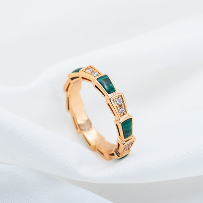 [Angela Jewellery]SERPENTI RING ROTGOLD MALACHIT DIAMANT 3MM