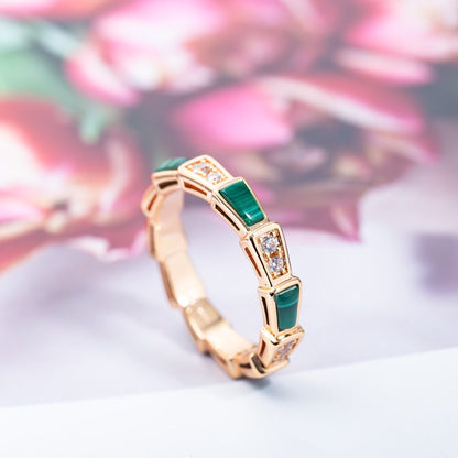 [Angela Jewellery]SERPENTI RING ROTGOLD MALACHIT DIAMANT 3MM
