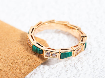 [Angela Jewellery]SERPENTI RING ROTGOLD MALACHIT DIAMANT 3MM