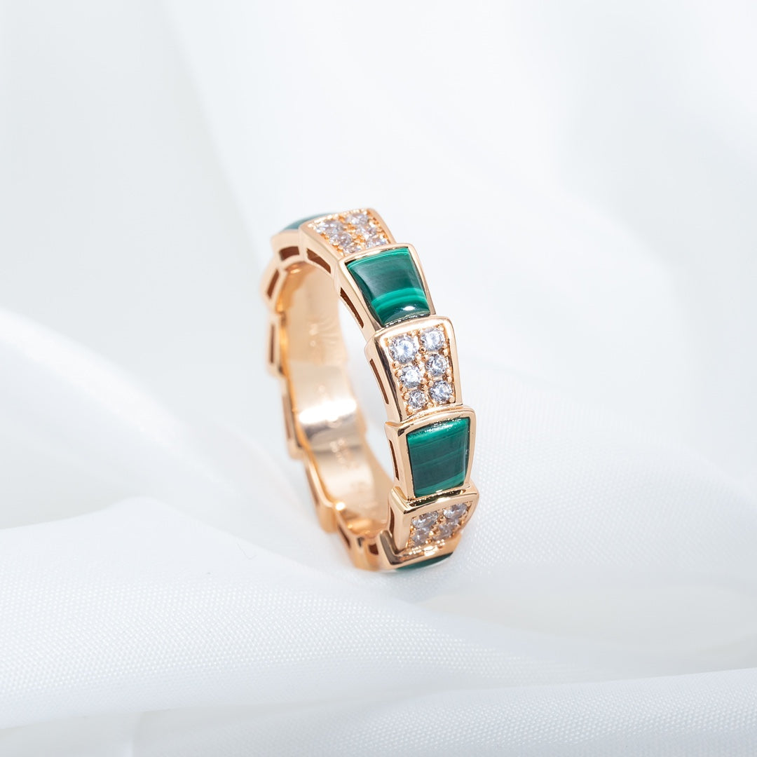 [Angela Jewellery]SERPENTI RING ROTGOLD MALACHIT DIAMANT PAVIER 4MM