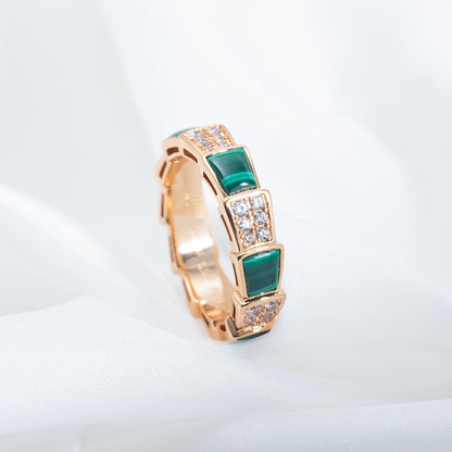 [Angela Jewellery]SERPENTI RING ROTGOLD MALACHIT DIAMANT PAVIER 4MM