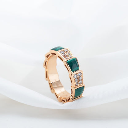 [Angela Jewellery]SERPENTI RING ROTGOLD MALACHIT DIAMANT PAVIER 4MM