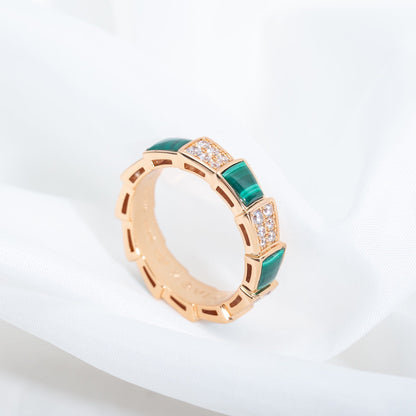 [Angela Jewellery]SERPENTI RING ROTGOLD MALACHIT DIAMANT PAVIER 4MM