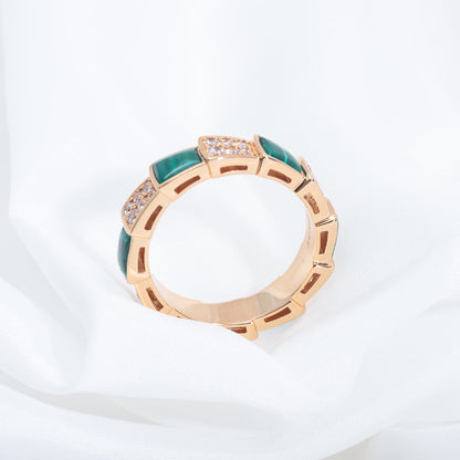 [Angela Jewellery]SERPENTI RING ROTGOLD MALACHIT DIAMANT PAVIER 4MM