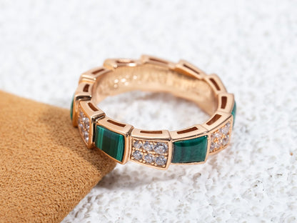 [Angela Jewellery]SERPENTI RING ROTGOLD MALACHIT DIAMANT PAVIER 4MM
