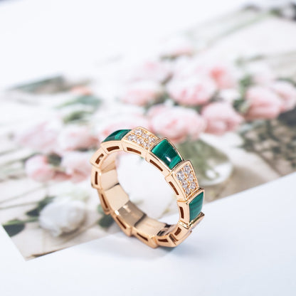 [Angela Jewellery]SERPENTI RING ROTGOLD MALACHIT DIAMANT PAVIER 4MM