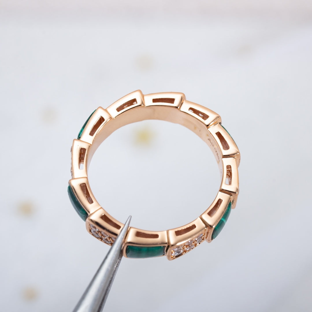 [Angela Jewellery]SERPENTI RING ROTGOLD MALACHIT DIAMANT PAVIER 4MM