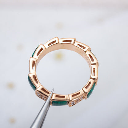 [Angela Jewellery]SERPENTI RING ROTGOLD MALACHIT DIAMANT PAVIER 4MM