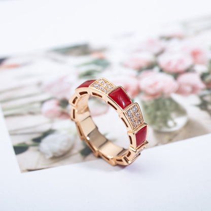 [Angela Jewellery]SERPENTI RING ROTGOLD KARNEOL DIAMANT PAVIER 4MM