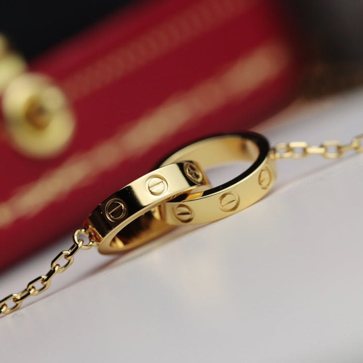 [Angela Schmuck]LIEBESHALSKETTE DOPPELRING GOLD