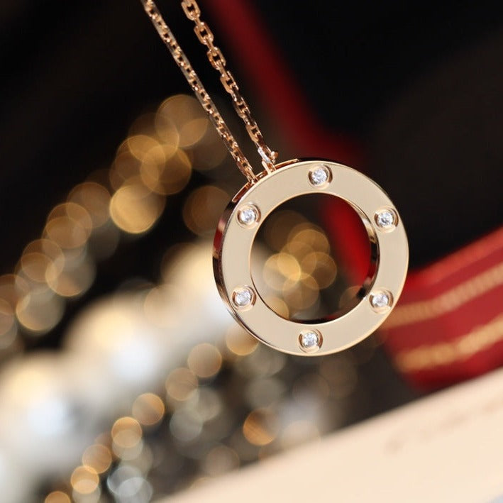 [Angela Schmuck] LIEBESHALSKETTE 16MM 6 DIAMANTEN ROTGOLD