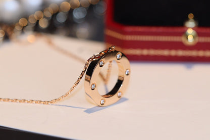[Angela Schmuck] LIEBESHALSKETTE 16MM 6 DIAMANTEN ROTGOLD