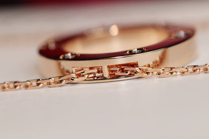 [Angela Schmuck] LIEBESHALSKETTE 16MM 6 DIAMANTEN ROTGOLD