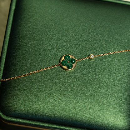 [Angela Jewellery]SUN MALACHITE 1 DIAMOND PINK GOLD BRACELET