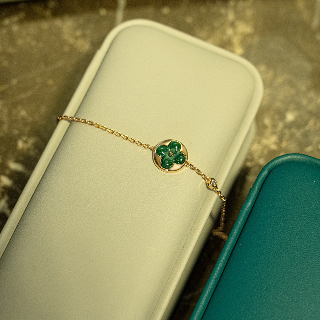 [Angela Jewellery]SUN MALACHITE 1 DIAMOND PINK GOLD BRACELET