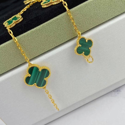 [Angela Schmuck] MAGISCHES KLEEBLATT MALACHIT GOLDARMBAND 5 MOTIVE