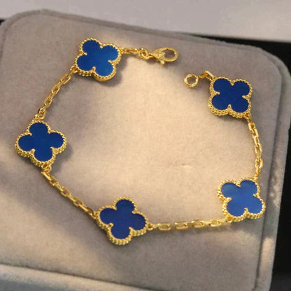 [Angela Schmuck]KLEEBLATT 5 MOTIVE BLAUER ACHAT ARMBAND