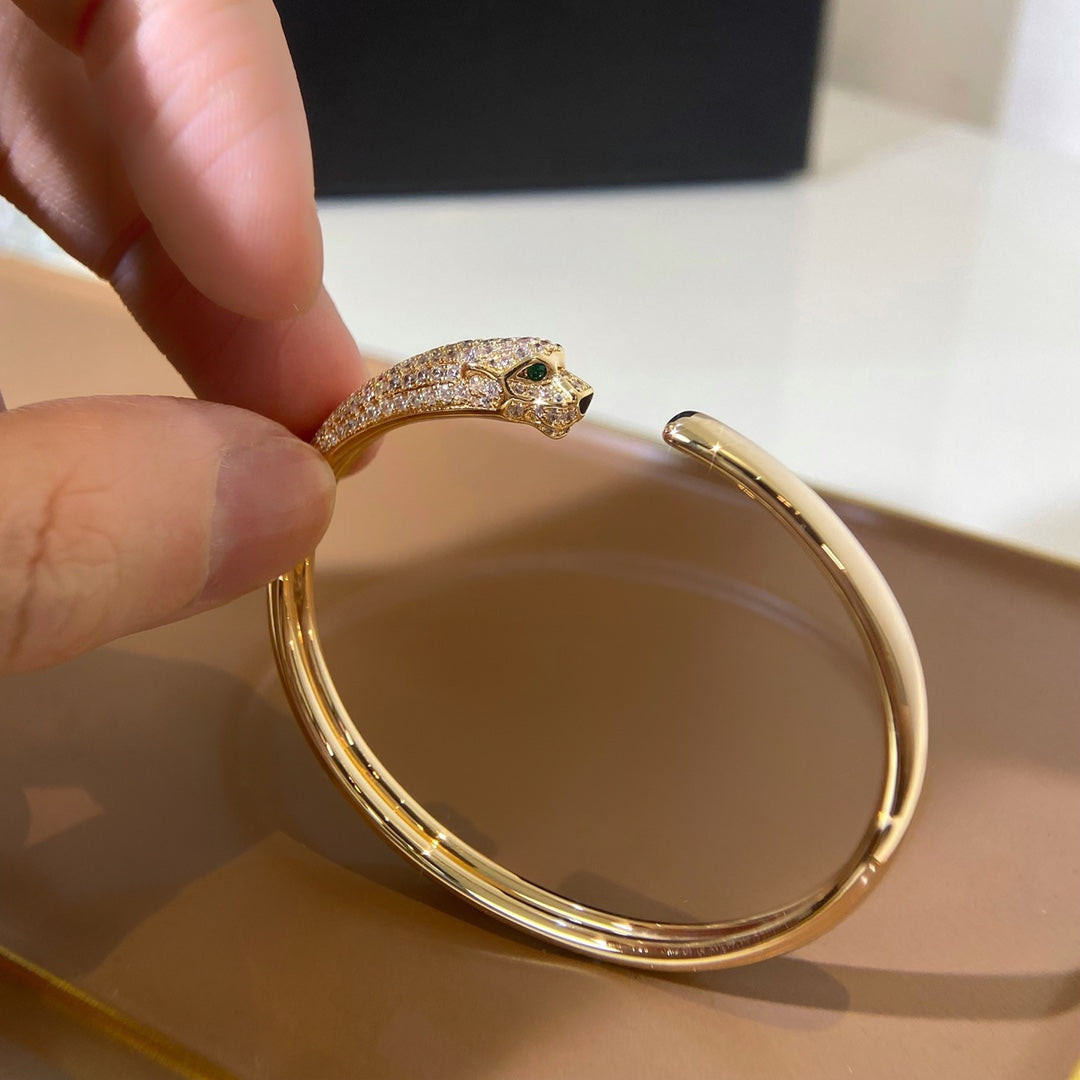 [アンジェラジュエリー]パンテール ゴールド ダイヤモンド オープンブレスレット