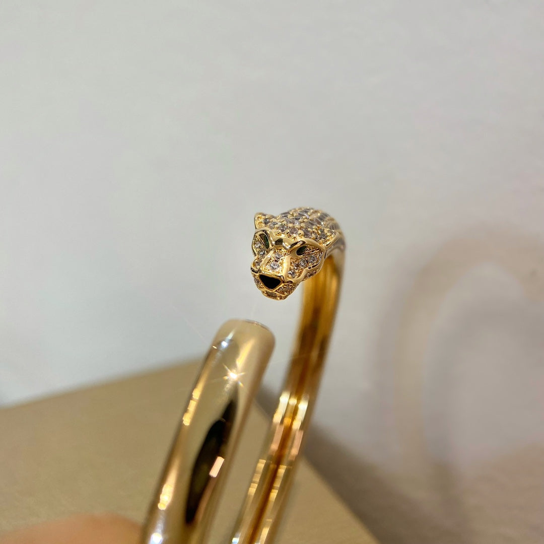 [アンジェラジュエリー]パンテール ゴールド ダイヤモンド オープンブレスレット