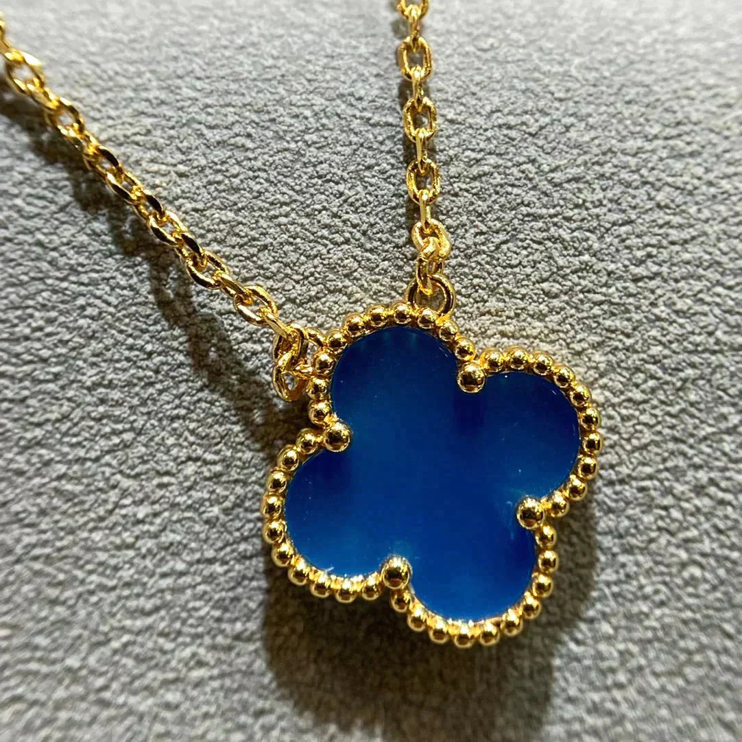 [アンジェラジュエリー]クローバー 15mm ブルーアゲートネックレス