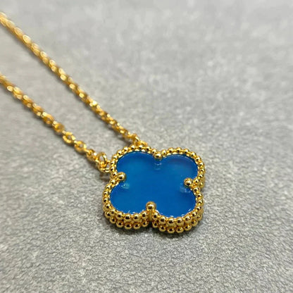 [アンジェラジュエリー]クローバー 15mm ブルーアゲートネックレス
