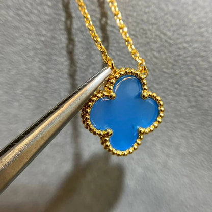 [アンジェラジュエリー]クローバー 15mm ブルーアゲートネックレス