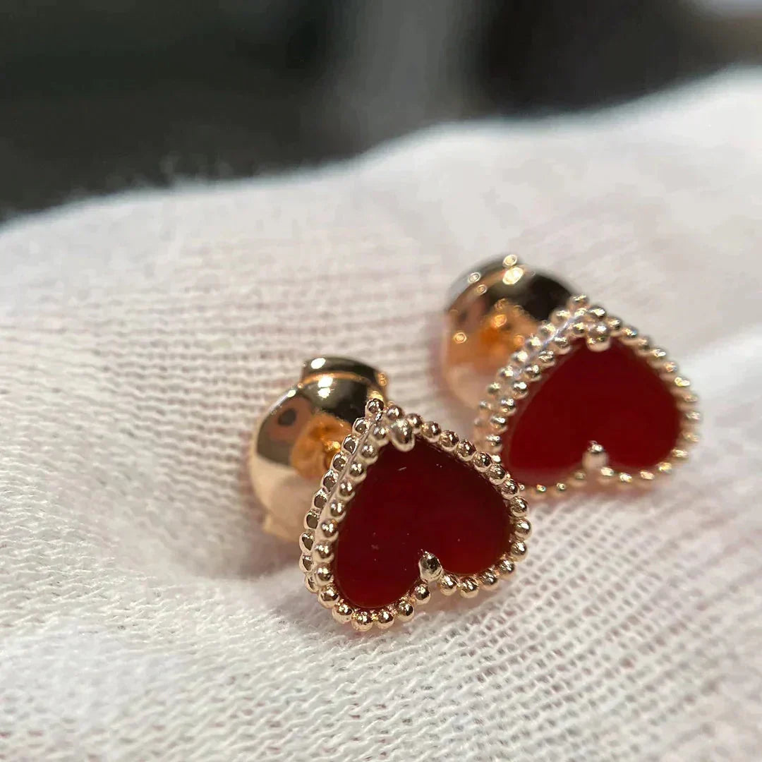 [Angela Schmuck]Herz-Ohrstecker aus Karneol