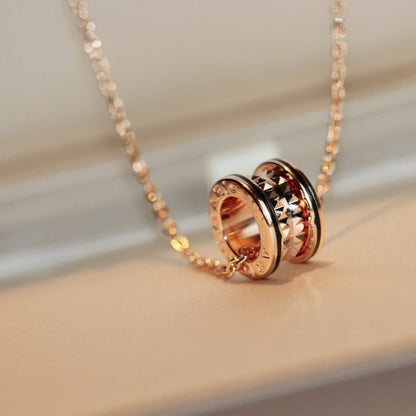 [Angela Jewellery]ZERO 1 ROCK PEDANT PINK GOLD BLACK NECKLACE
