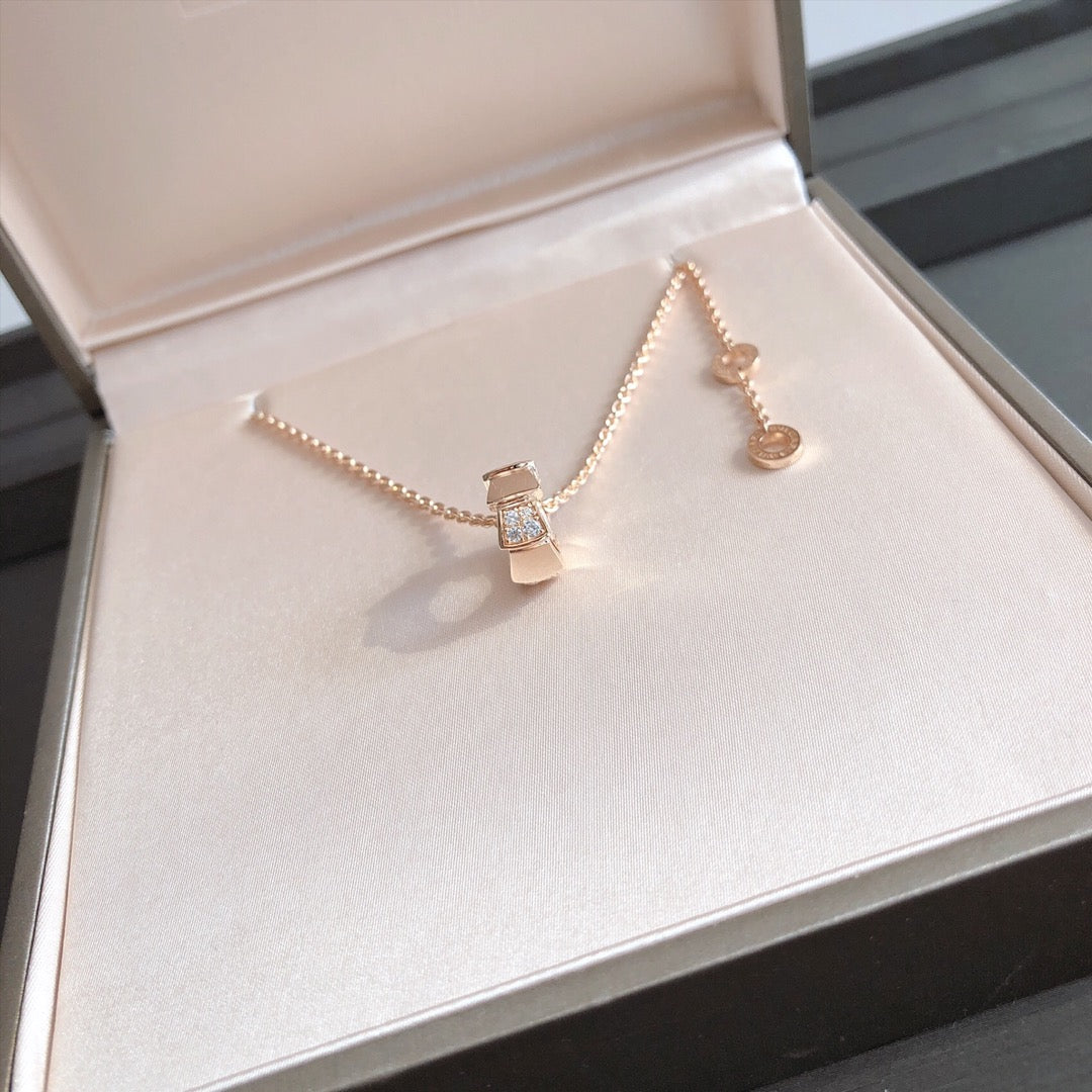 [Angela Jewellery]SERPENTI PEDANT DIAMOND PINK GOLD NECKLACE