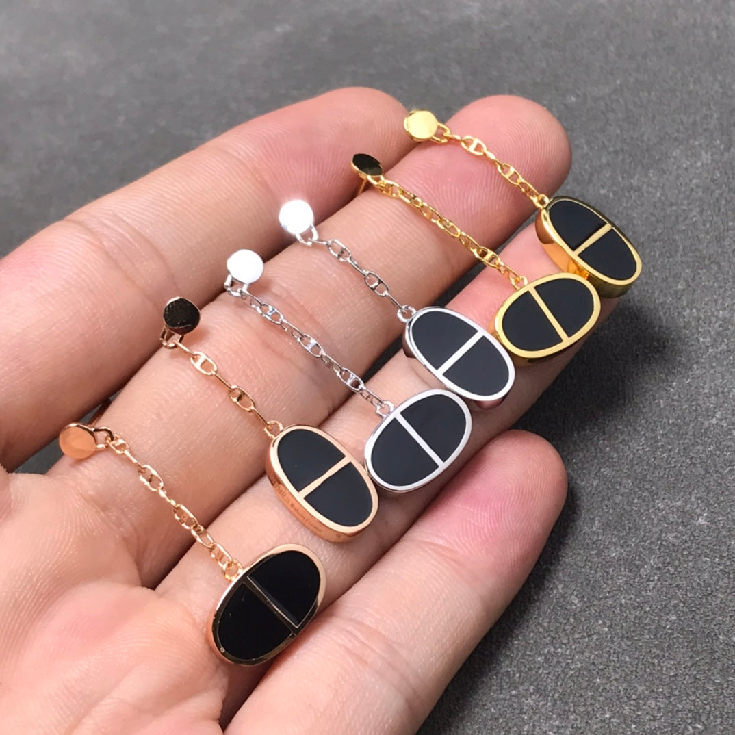 [Angela Jewellery]CHAINE VERSO SCHWARZE KERAMIK SILBER OHRRINGE