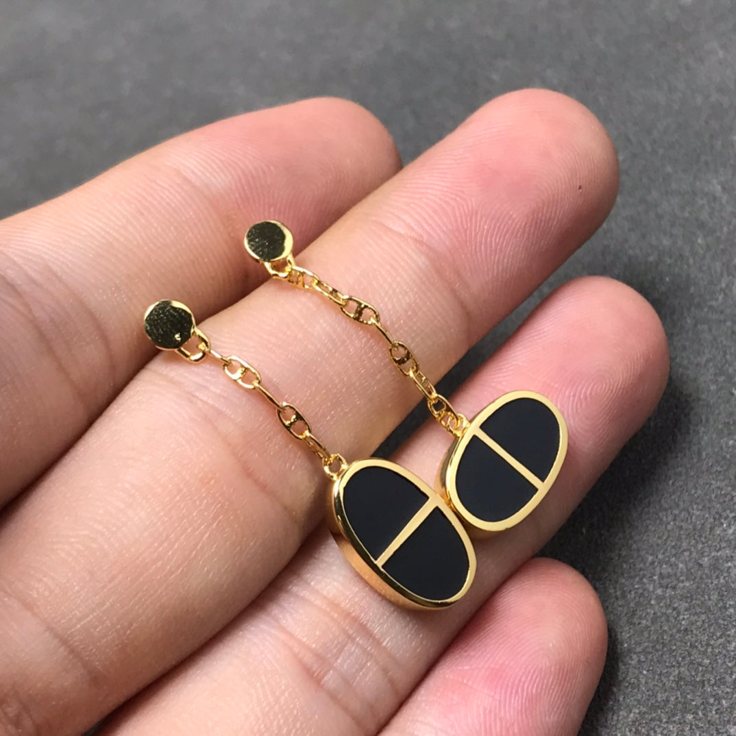 [Angela Jewellery]CHAINE VERSO SCHWARZE KERAMIK SILBER OHRRINGE