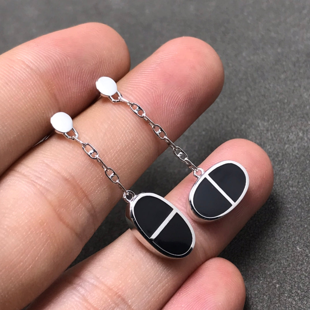 [Angela Jewellery]CHAINE VERSO SCHWARZE KERAMIK SILBER OHRRINGE