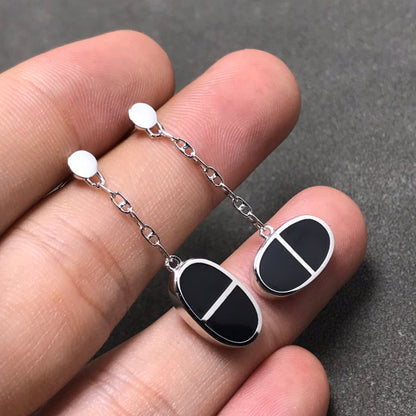 [Angela Jewellery]CHAINE VERSO SCHWARZE KERAMIK SILBER OHRRINGE