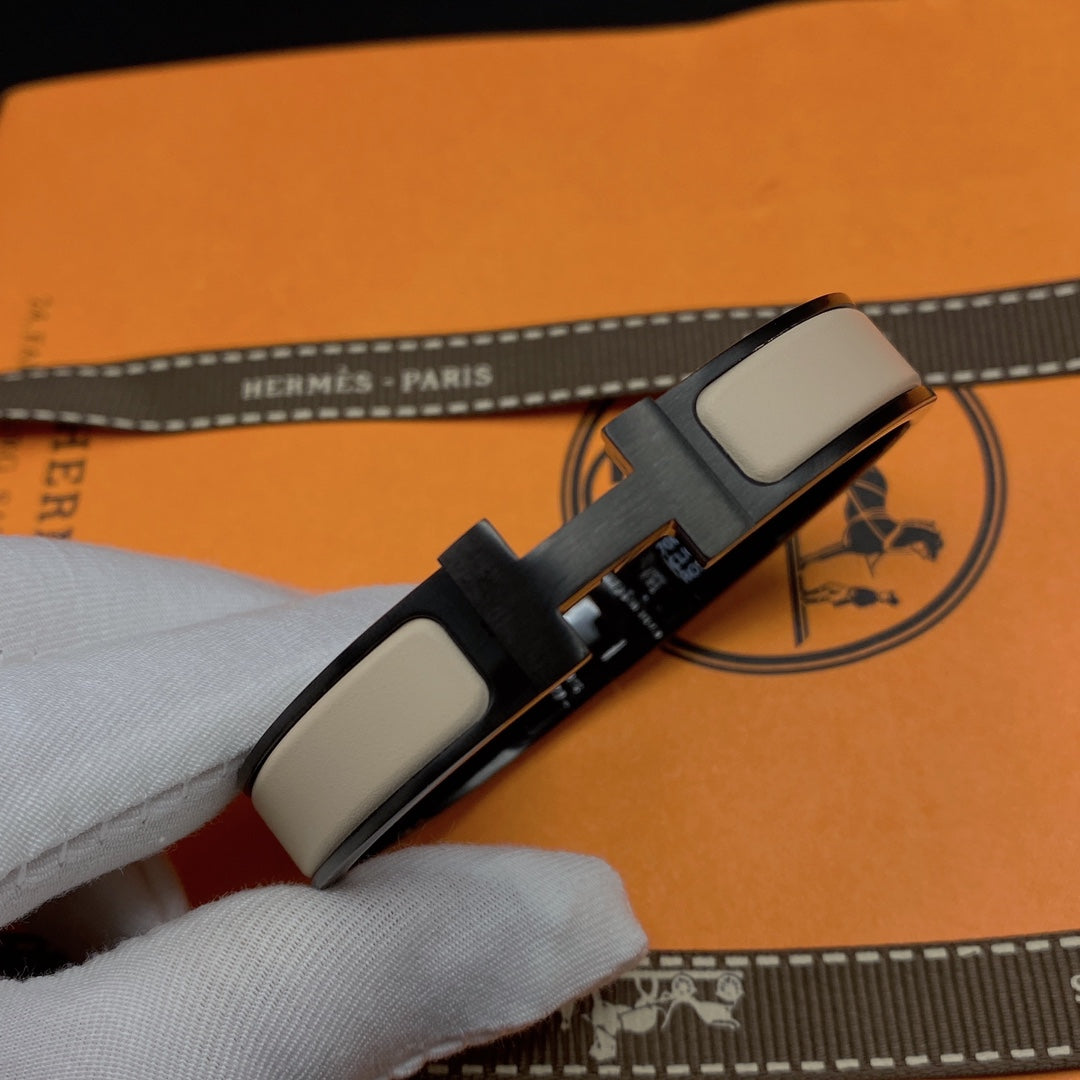 [Angela Jewellery]H-Armband 12mm schwarz beige Keramik