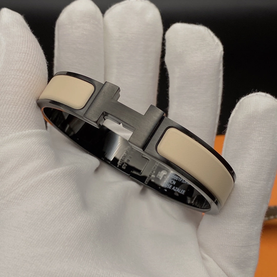 [Angela Jewellery]H-Armband 12mm schwarz beige Keramik