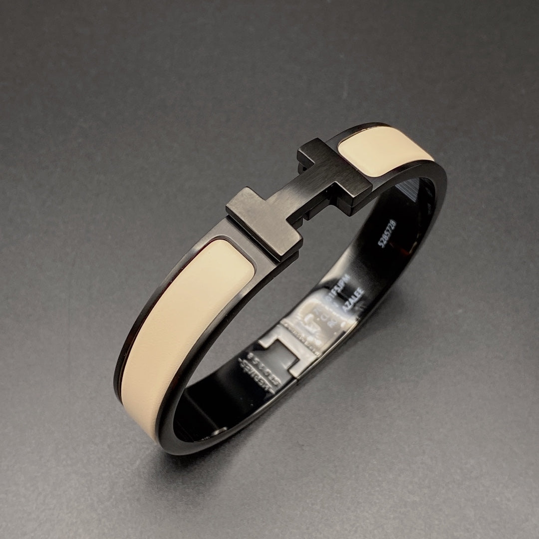 [Angela Jewellery]H-Armband 12mm schwarz beige Keramik