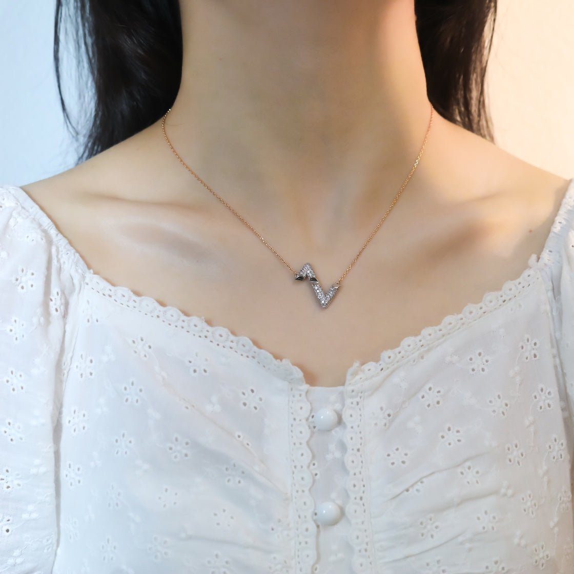[アンジェラジュエリー]ボルト シルバー ダイヤモンド ペンダントネックレス