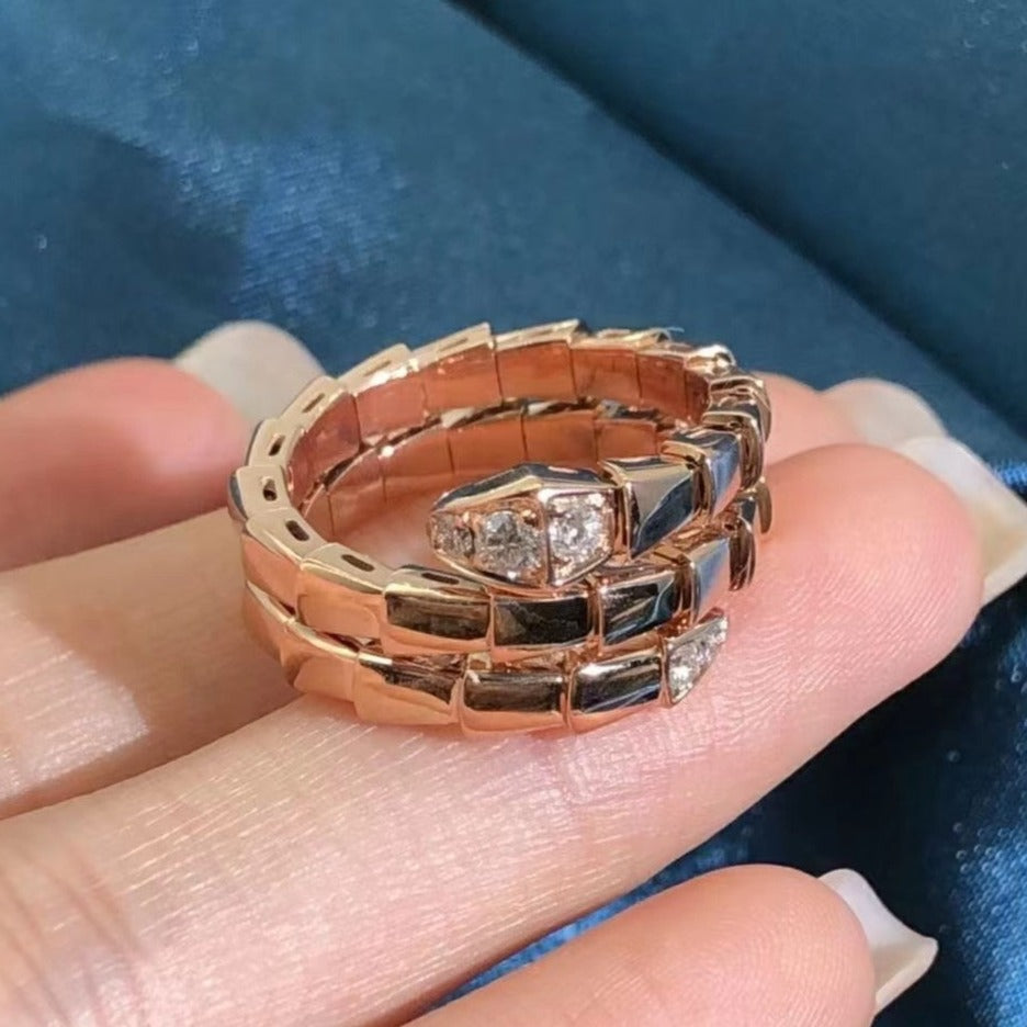 [アンジェラジュエリー]サーペント ダブルロウ ダイヤモンドリング