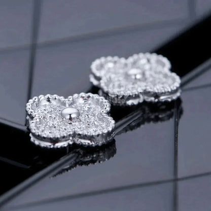 [Angela Schmuck] KLEEBLATT 1 MOTIFS DIAMANT OHRSTECKER SILBER