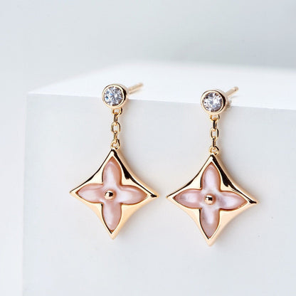 [Angela Schmuck] DOPPELSTERN ROSA GOLD MOP DROP OHRRINGE