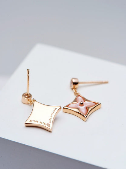 [Angela Schmuck] DOPPELSTERN ROSA GOLD MOP DROP OHRRINGE