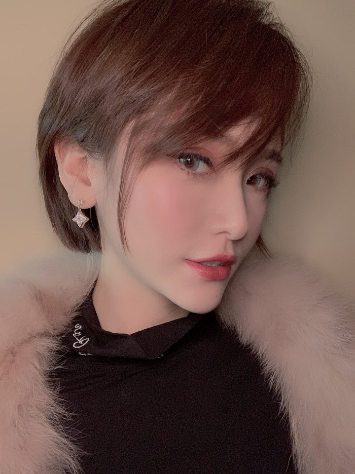 [Angela Schmuck] DOPPELSTERN ROSA GOLD MOP DROP OHRRINGE