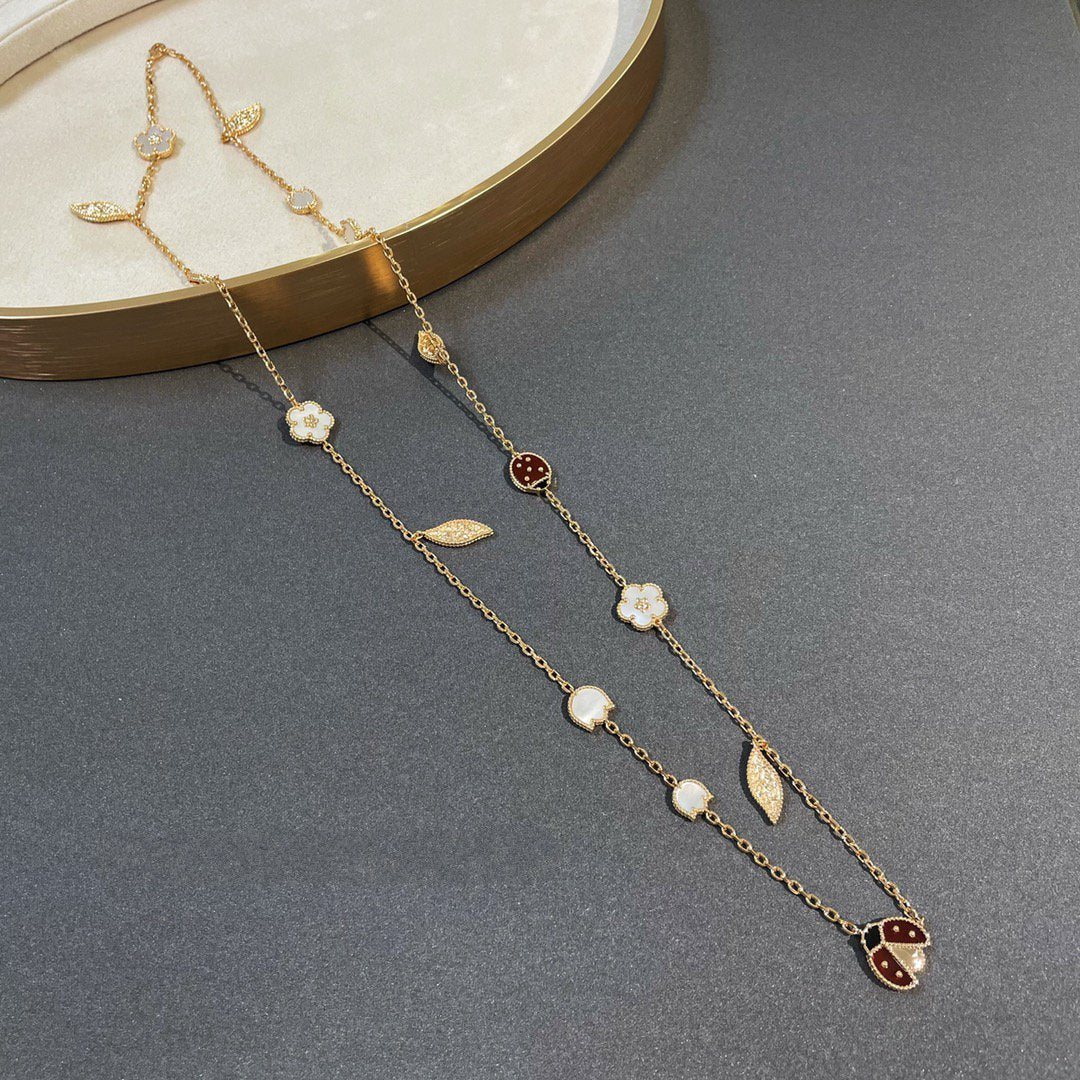 [アンジェラジュエリー]ラッキースプリング 15モチーフ ゴールドネックレス
