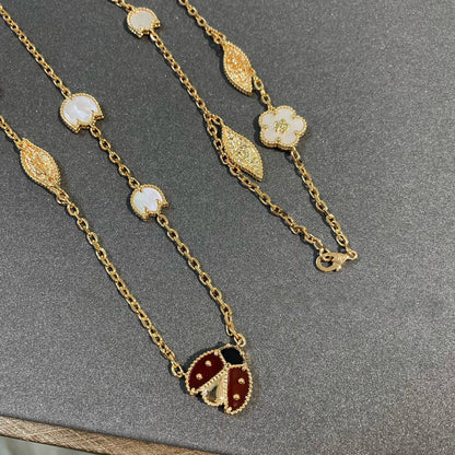 [アンジェラジュエリー]ラッキースプリング 15モチーフ ゴールドネックレス