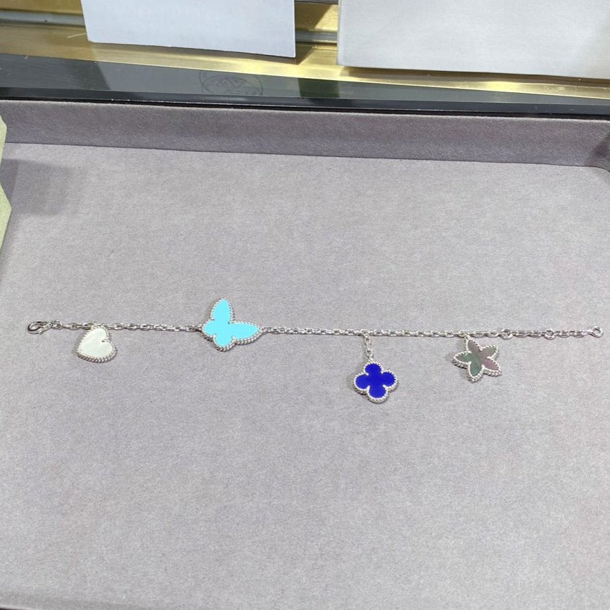 [アンジェラジュエリー]ラッキースプリング シルバーブレスレット 4モチーフ