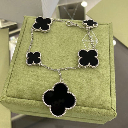 [Angela Jewellery] KLEEBLATT 5 MOTIVE SILBER ONYX ARMBAND