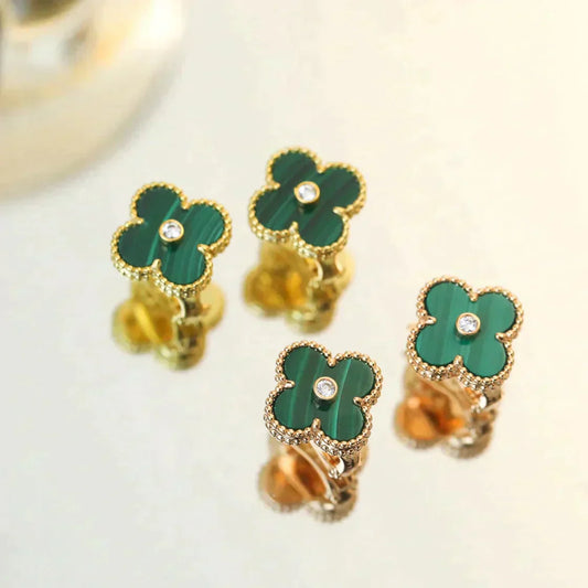 [Angela Jewellery]CLOVER MEDIUM 1 MOTIFS MALACHIT DIAMOND OHRRINGE