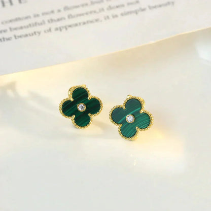 [Angela Jewellery]CLOVER MEDIUM 1 MOTIFS MALACHIT DIAMOND OHRRINGE