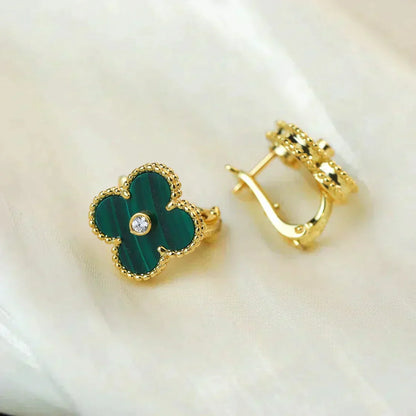 [Angela Jewellery]CLOVER MEDIUM 1 MOTIFS MALACHIT DIAMOND OHRRINGE
