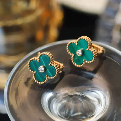 [Angela Jewellery]CLOVER MEDIUM 1 MOTIFS MALACHIT DIAMOND OHRRINGE